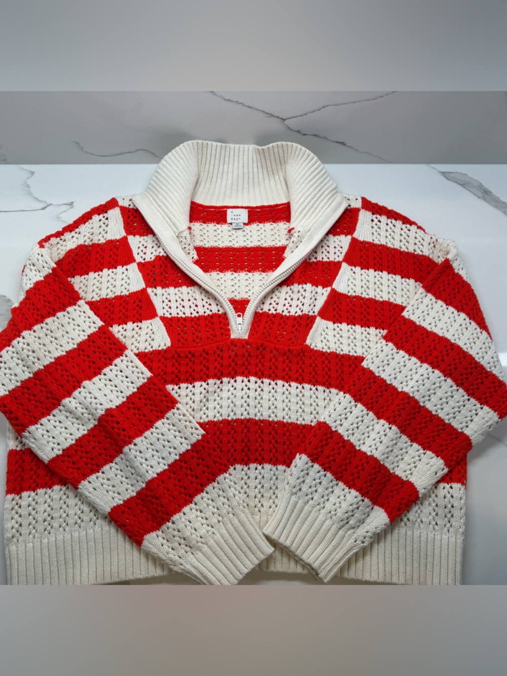 a new day❤️🤍 Half-Zip Knit Sweater🤍❤️ - Picture 8 of 8